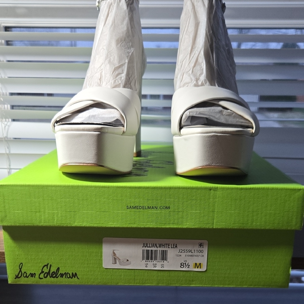 Sam Edelman White Platform Heels 8.5 M New‎ In Box Includes Dust Bags